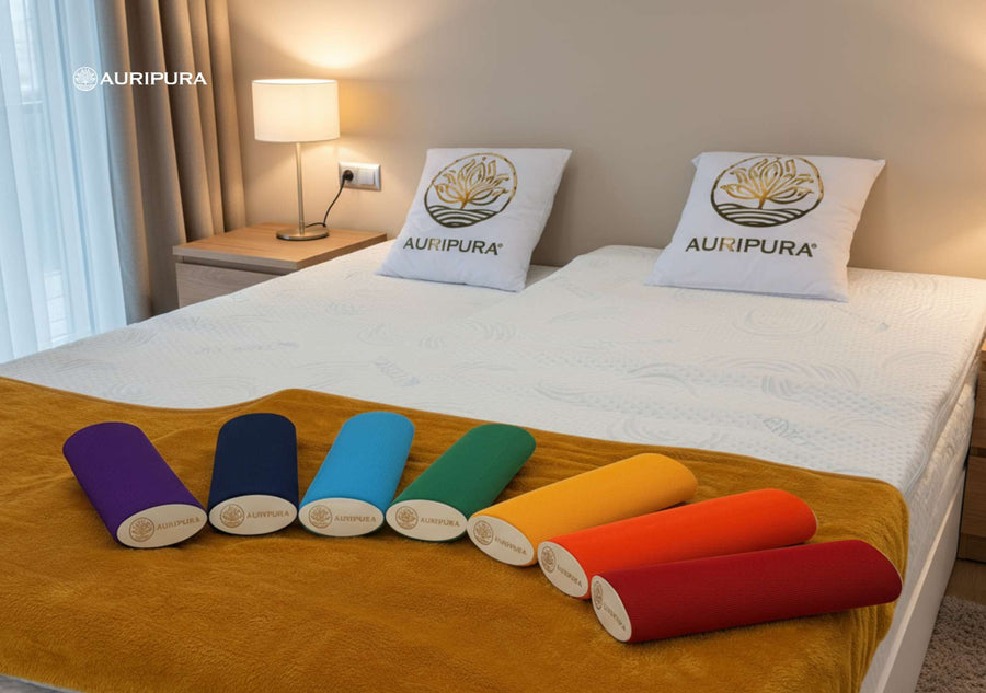 Zwei Auripura Matratzen mit Topper und den Energiestäben